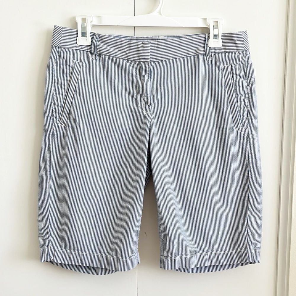 J Crew City Fit Striped Seersucker Bermuda Shorts